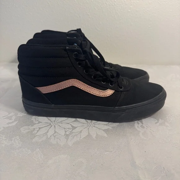 Vans Women's Black & Rose Gold Sneakers Ward Hi, Sk8-Hi, High-Top SZ 8 - Picture 3 of 9